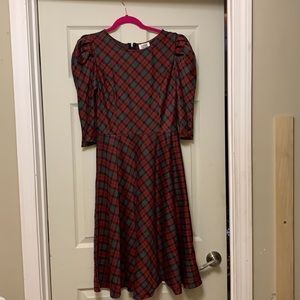 Unique vintage plaid midi dress size 10/12